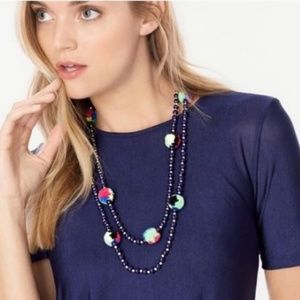 NWT BaubleBar Navy Guadeloupe Pom Pom Necklace